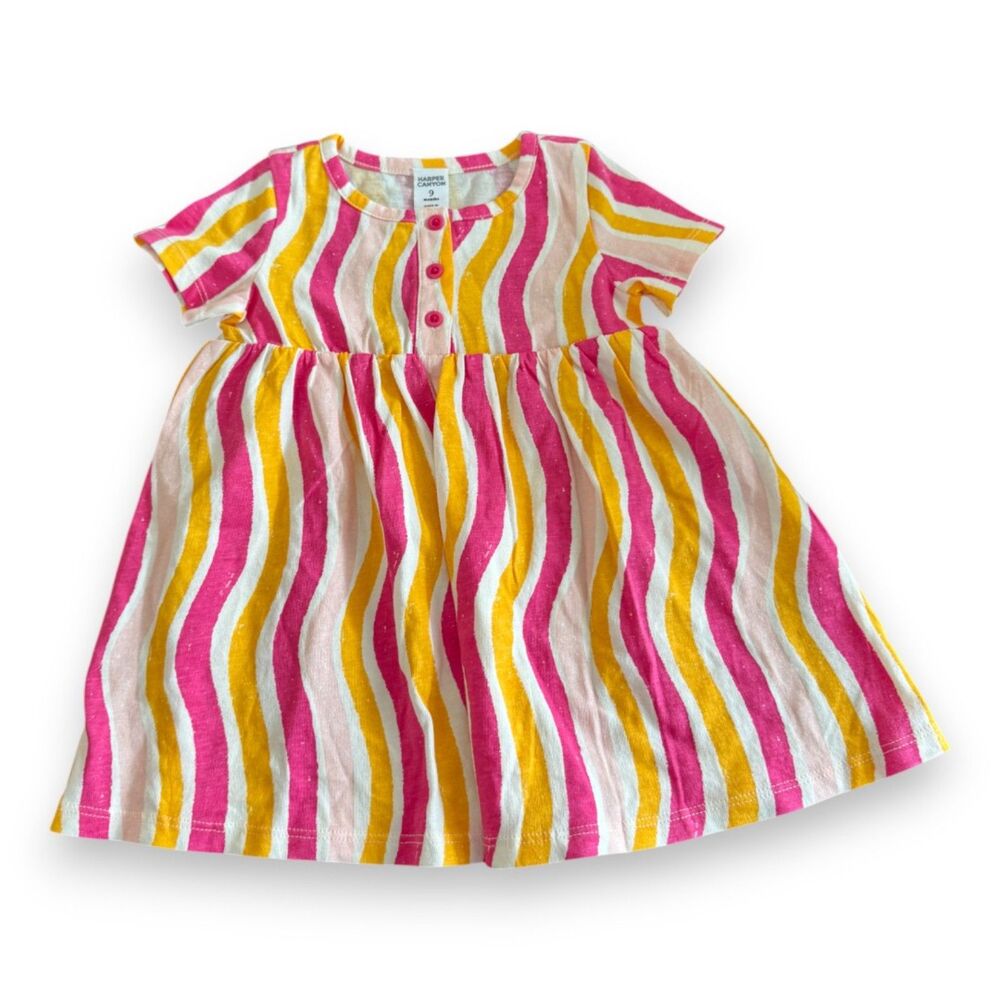 Harper Canyon Wavy Stripe Cotton Dress 9 Months NWT